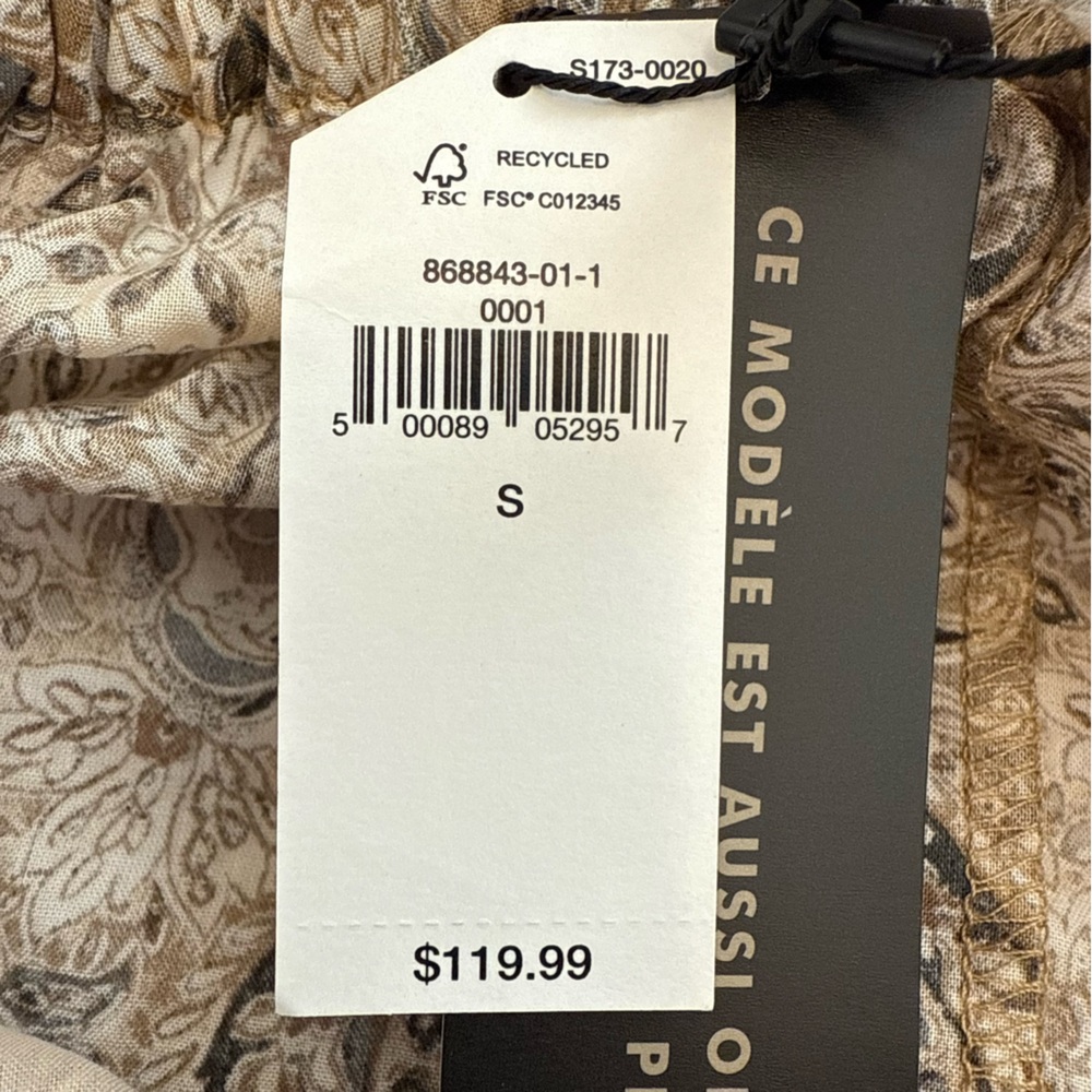 NWT Banana Republic Beige Patterned Tie Open Back Midi Dress with Ruffle Sleeves - Picture 8 of 11